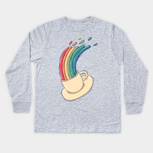 Rainbow Coffee Cup Kids Long Sleeve T-Shirt